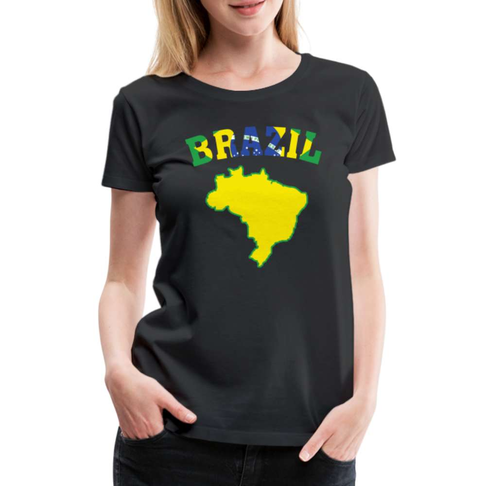 Brasilien Flagge Landkarte - Love Brazil - Brasilien Fan Frauen Premium T-Shirt - Schwarz