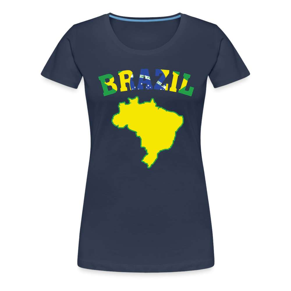 Brasilien Flagge Landkarte - Love Brazil - Brasilien Fan Frauen Premium T-Shirt - Navy