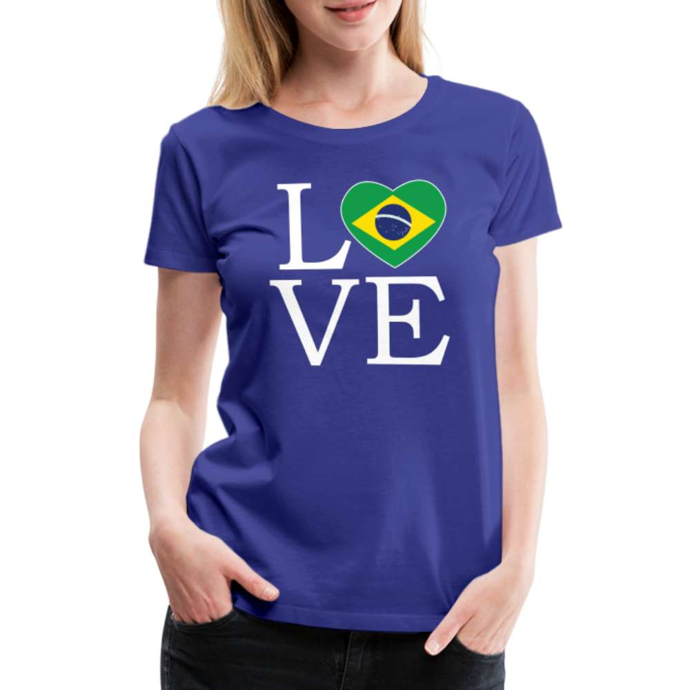 Brasilien Flagge Landkarte - Love Brazil - Brasilien Fan Frauen Premium T-Shirt - Königsblau