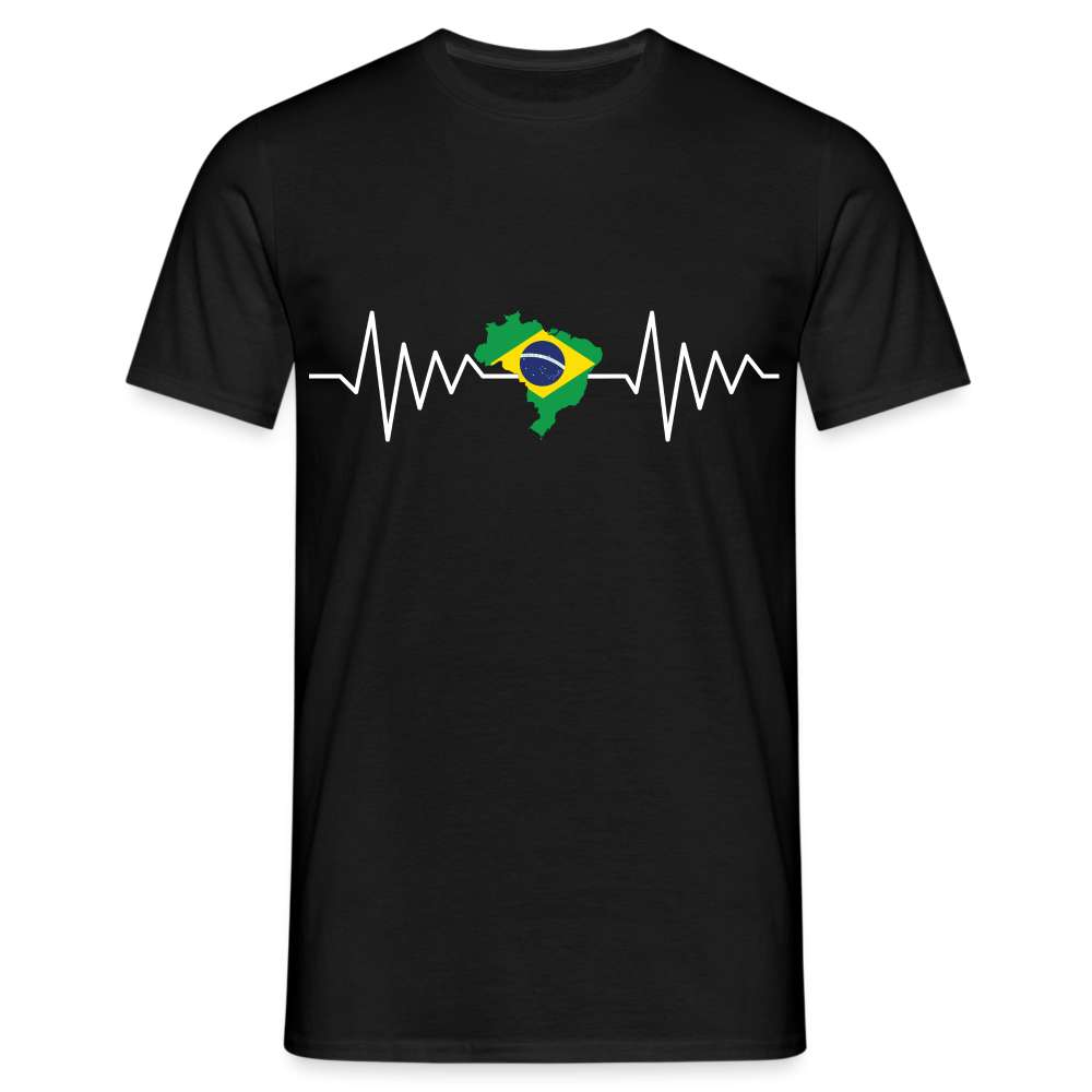 Brasilien EKG Flagge Herzschlag - Love Brazil - Brasilien Fan T-Shirt - Schwarz