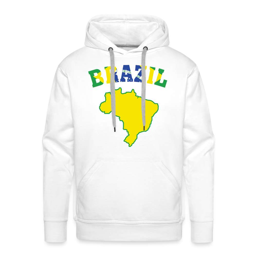 Brasilien Flagge Landkarte - Love Brazil - Brasilien Fan Herren Premium Hoodie - weiß