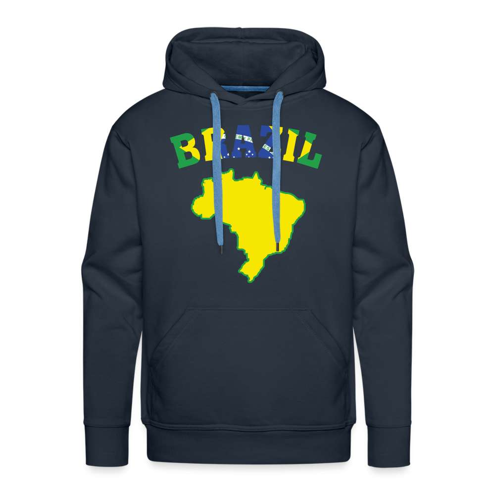 Brasilien Flagge Landkarte - Love Brazil - Brasilien Fan Herren Premium Hoodie - Navy