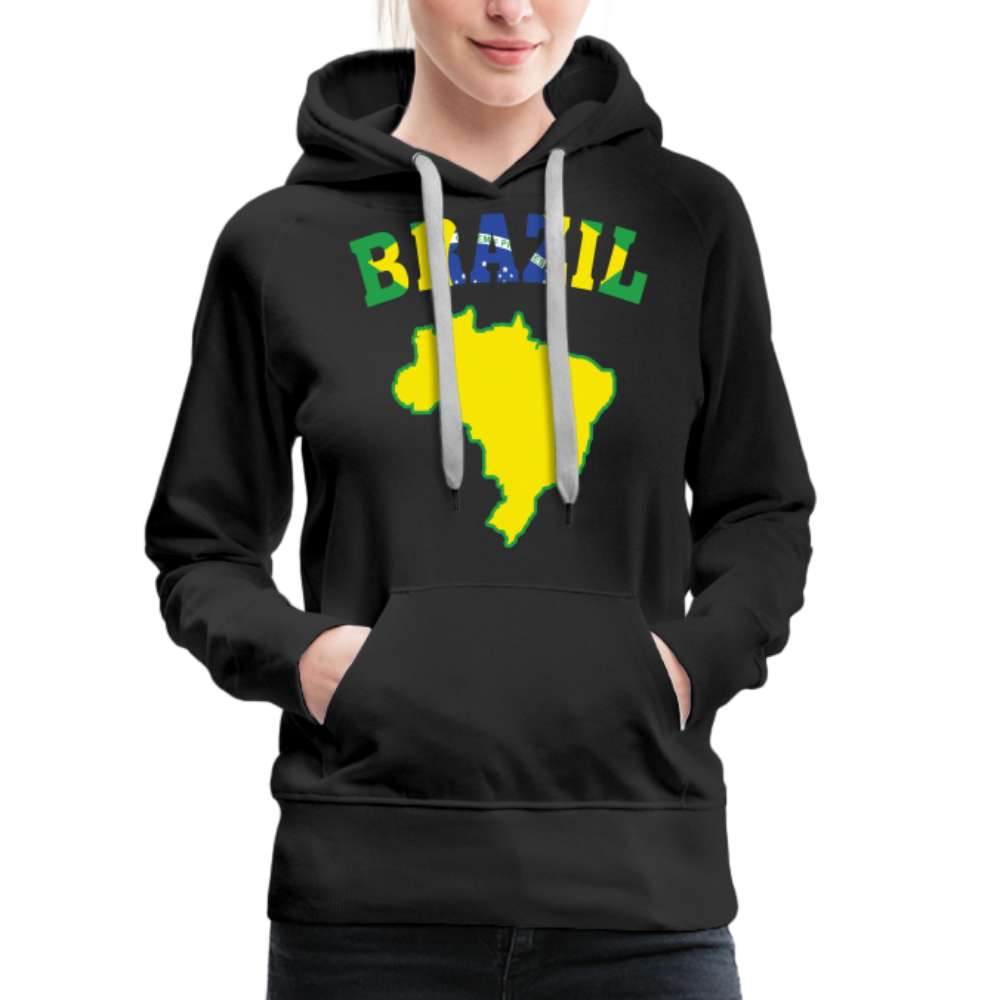 Brasilien Flagge Landkarte - Love Brazil - Brasilien Fan Frauen Premium Hoodie - Schwarz