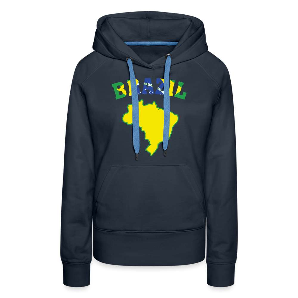 Brasilien Flagge Landkarte - Love Brazil - Brasilien Fan Frauen Premium Hoodie - Navy