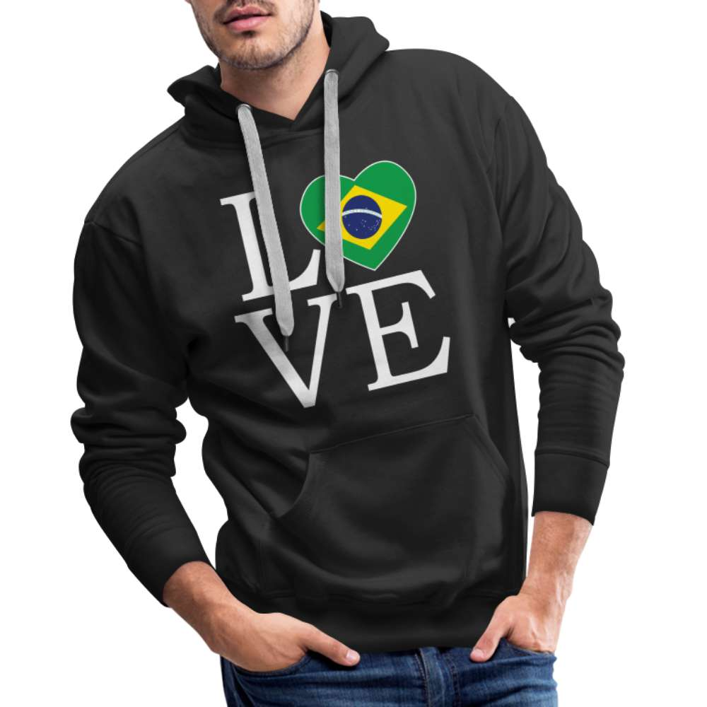 Brasilien Flagge Landkarte - Love Brazil - Brasilien Fan Premium Hoodie - Schwarz