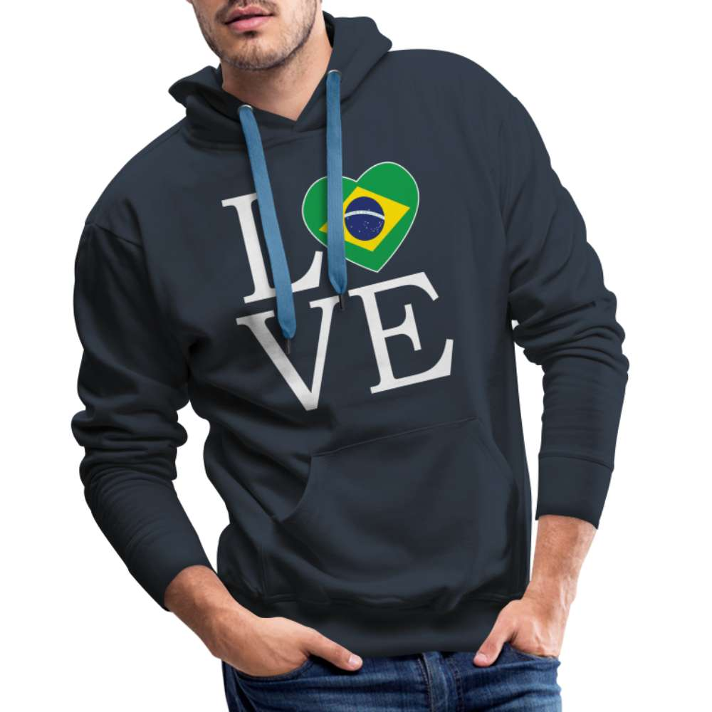 Brasilien Flagge Landkarte - Love Brazil - Brasilien Fan Premium Hoodie - Navy