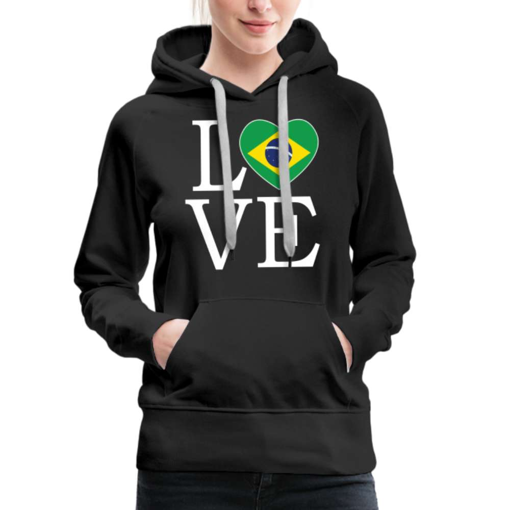 Brasilien Flagge Landkarte - Love Brazil - Brasilien Fan Frauen Premium Hoodie - Schwarz