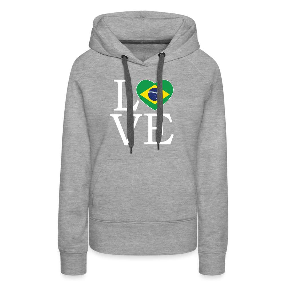 Brasilien Flagge Landkarte - Love Brazil - Brasilien Fan Frauen Premium Hoodie - Grau meliert