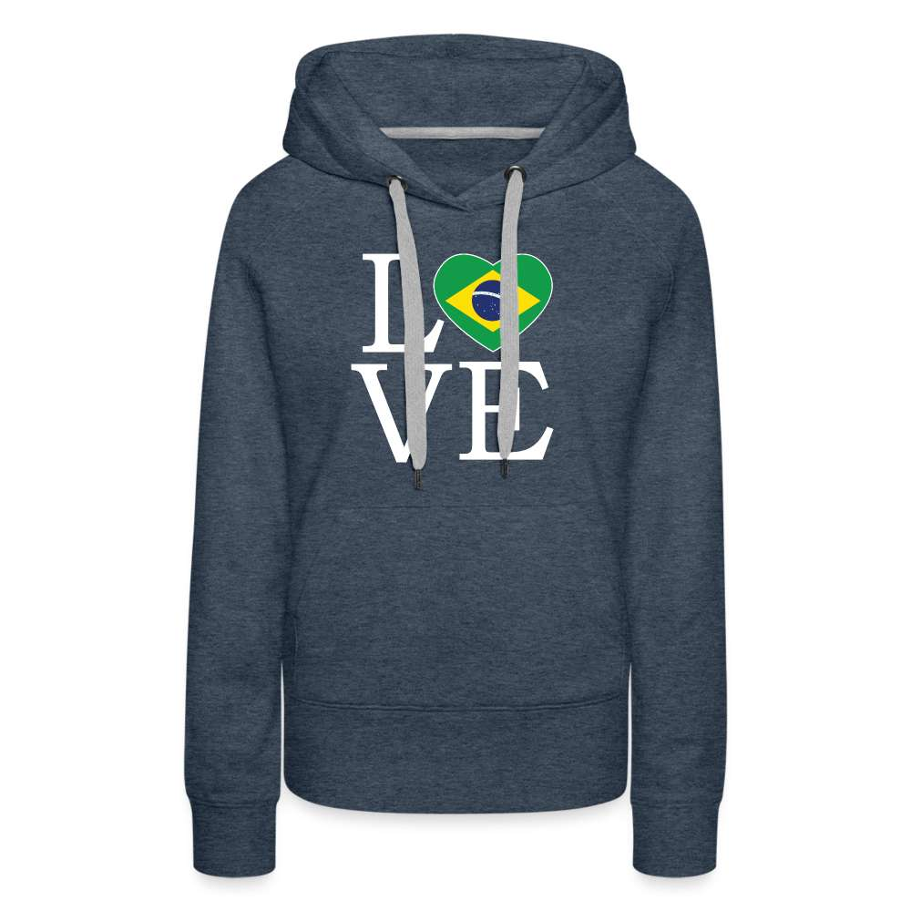 Brasilien Flagge Landkarte - Love Brazil - Brasilien Fan Frauen Premium Hoodie - Jeansblau