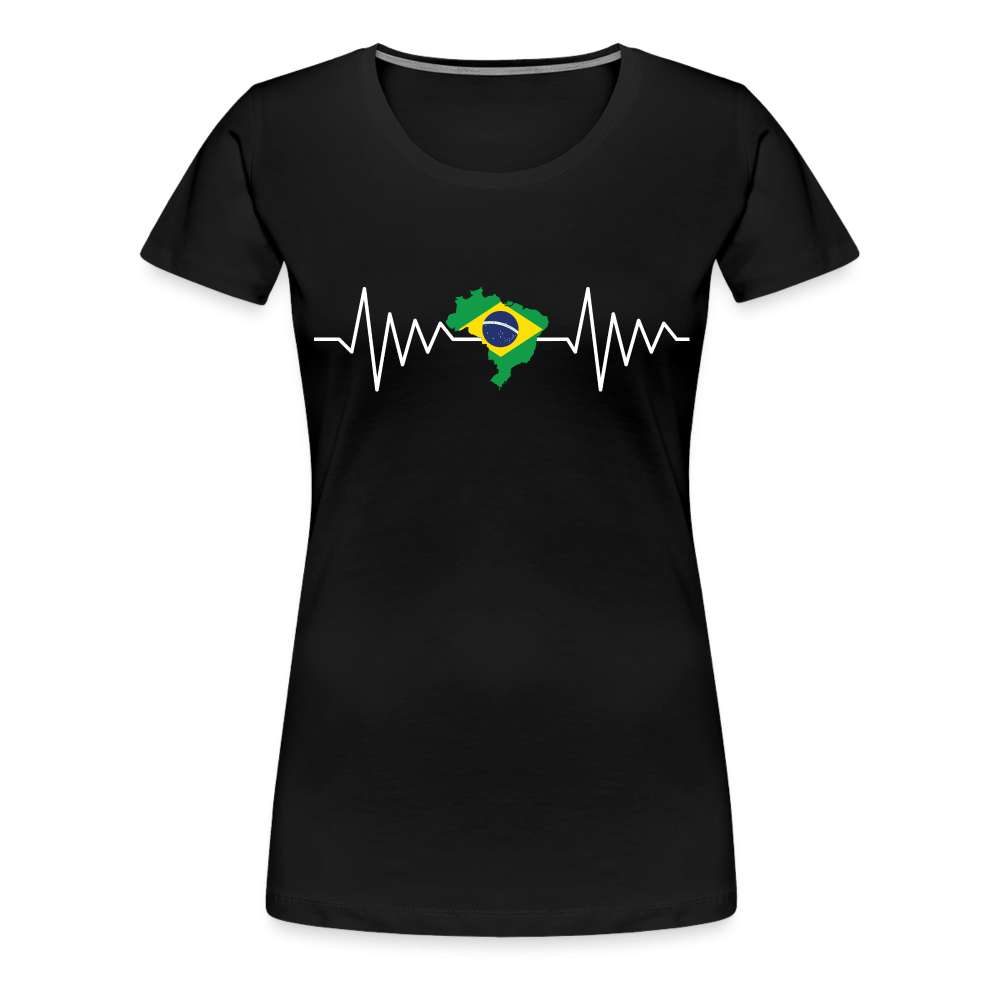 Brasilien EKG Flagge Herzschlag - Love Brazil - Brasilien Fan Frauen Premium T-Shirt - Schwarz