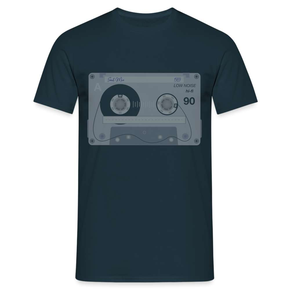 Cooles Musik T-Shirt mit Motiv Tape Kassette T-Shirt - Navy