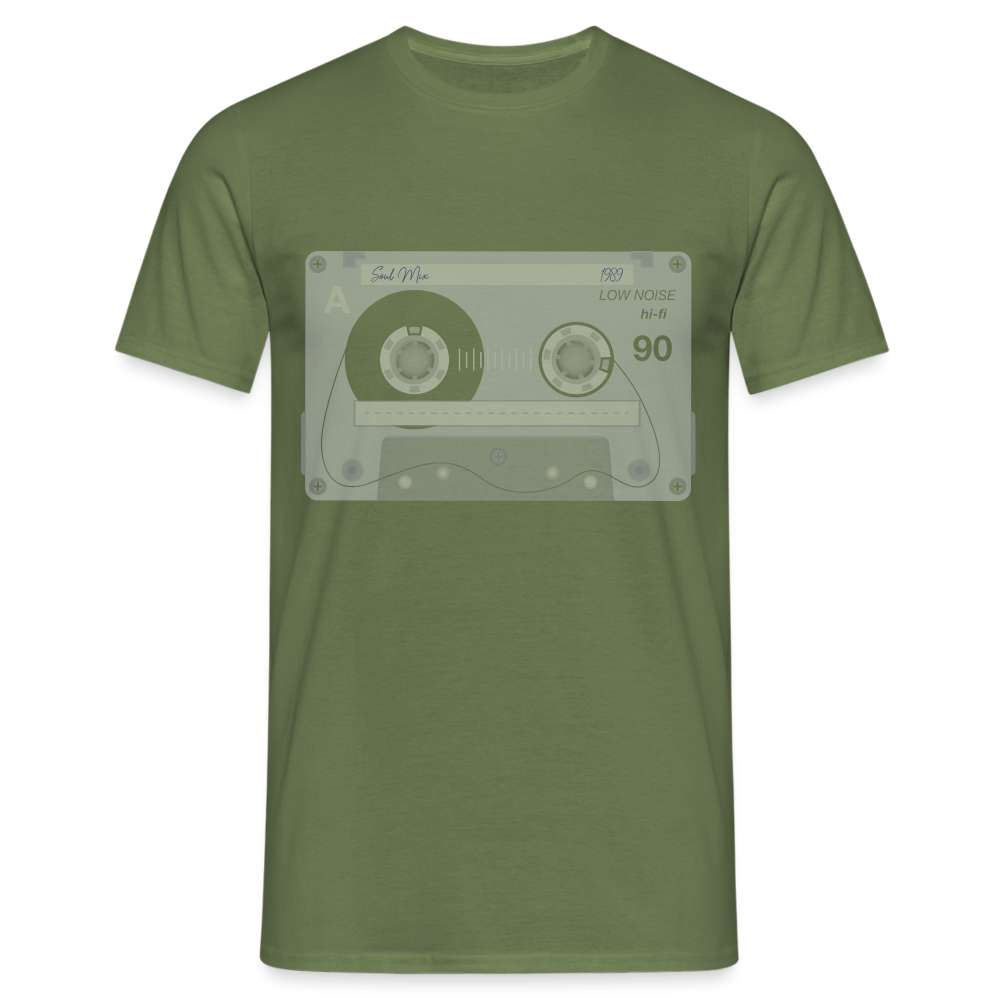 Cooles Musik T-Shirt mit Motiv Tape Kassette T-Shirt - Militärgrün
