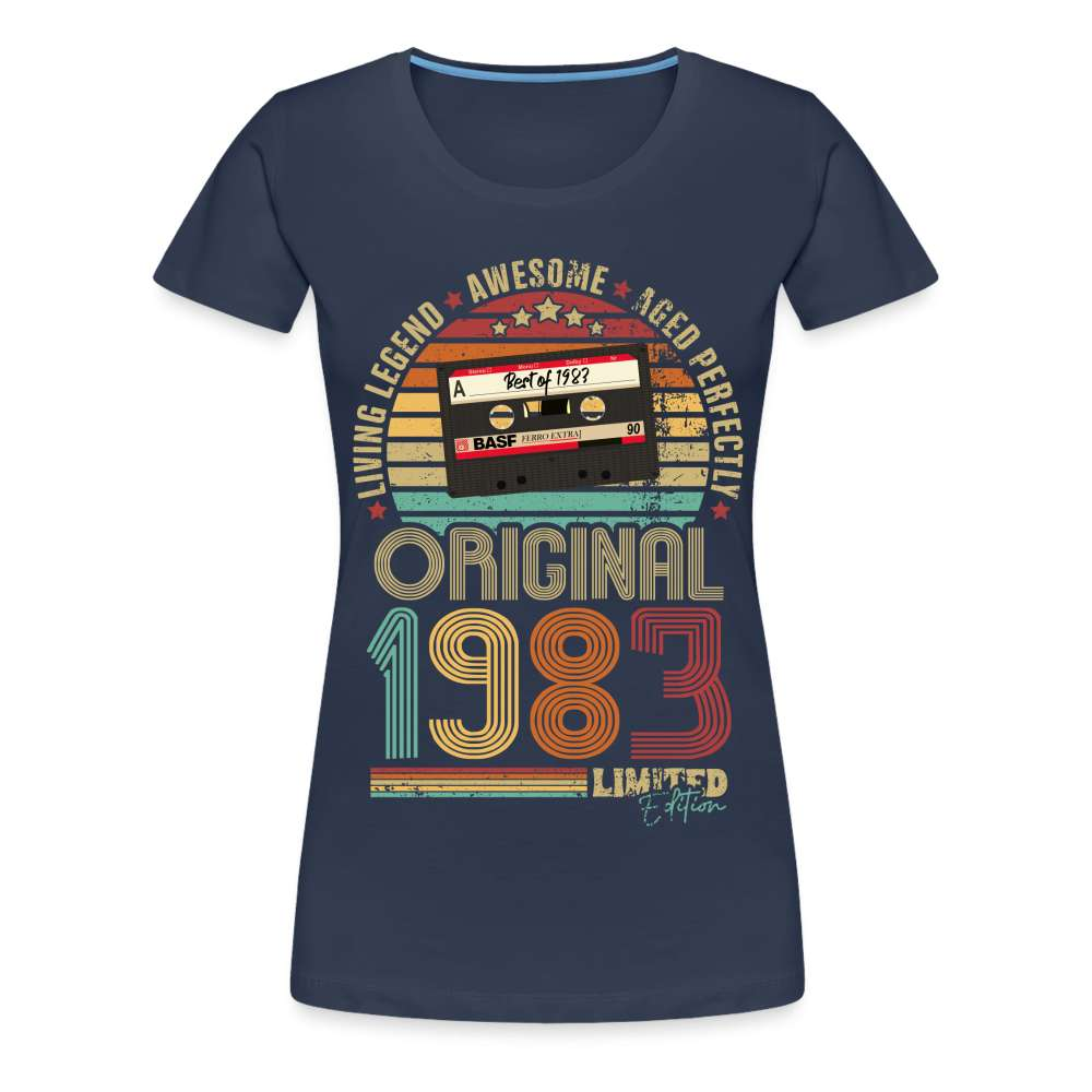 40. Geburtstag Geboren 1983 Retro Kassette Limited Edition Geschenk Damen Premium T-Shirt - Navy