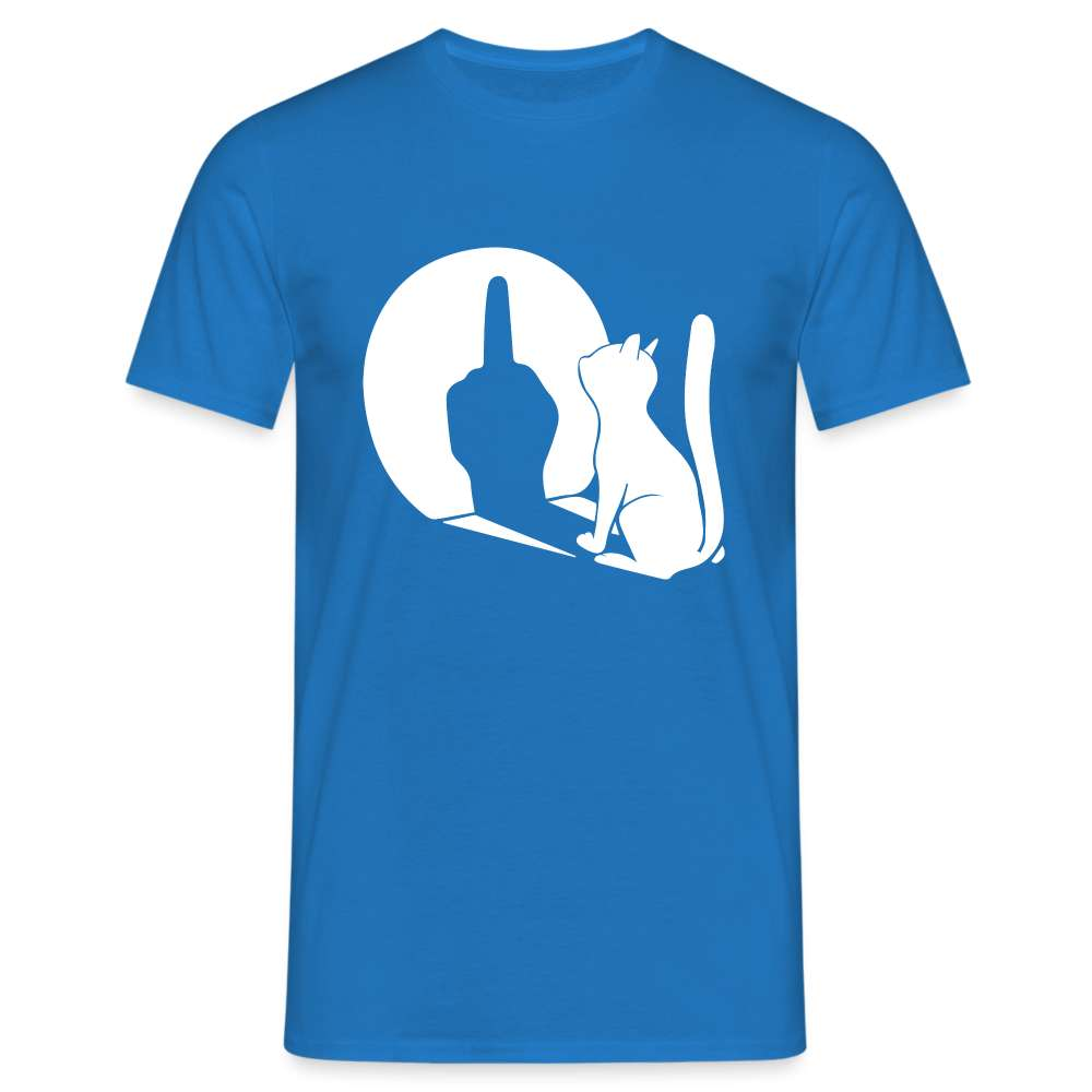 Lustige Katze Schatten Mittelfinger T-Shirt - Royalblau