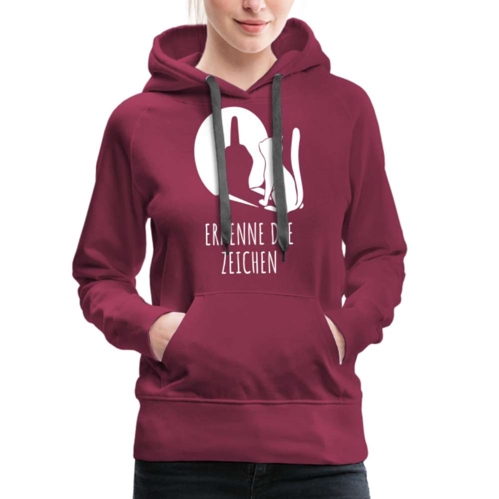 Lustige Katze Schatten Mittelfinger Erkenne die Zeichen Frauen Premium Hoodie - Bordeaux