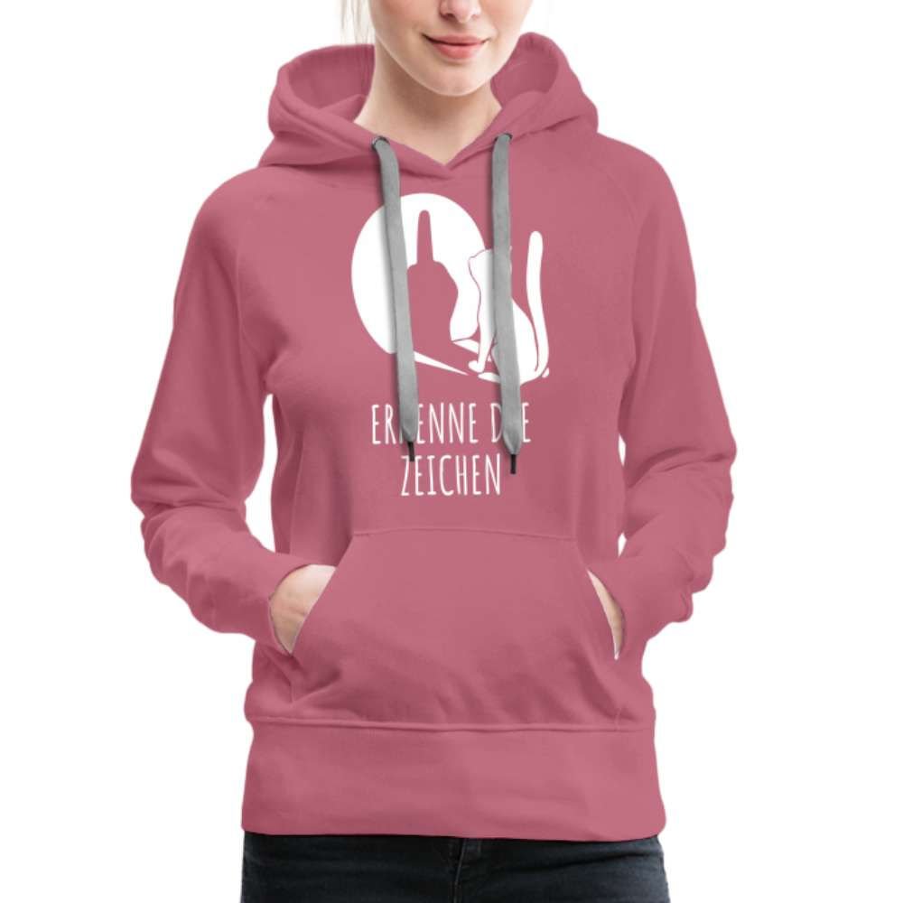 Lustige Katze Schatten Mittelfinger Erkenne die Zeichen Frauen Premium Hoodie - Malve