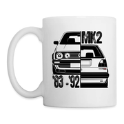 Golf MK2 GTI Fan Shirt Retro Auto Kult Auto Kaffee Tasse - weiß