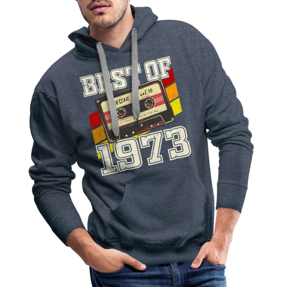 50. Geburtstag Retro Kassette Best of 1973 Geschenk Herren Premium Hoodie - Jeansblau