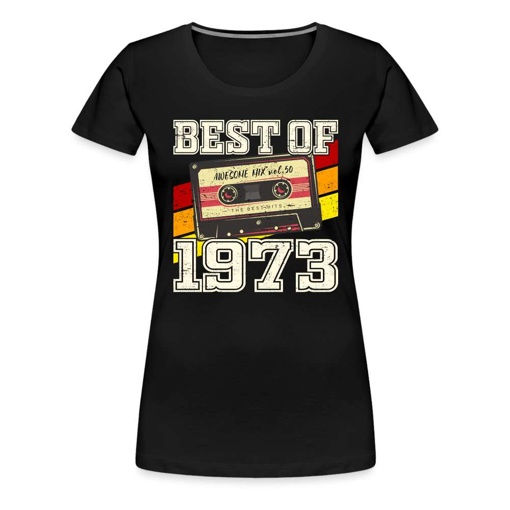 50. Geburtstag Retro Kassette Best of 1973 Geschenk Frauen Premium T-Shirt - Schwarz