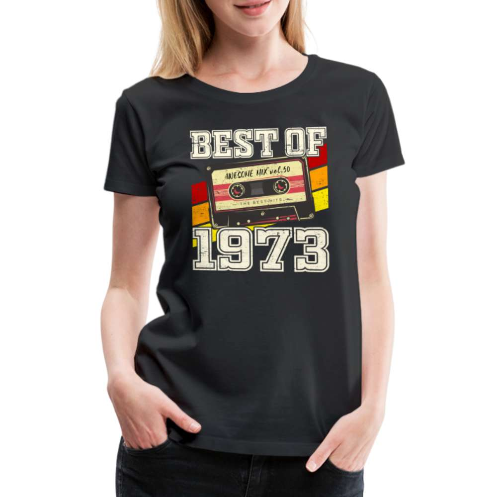 50. Geburtstag Retro Kassette Best of 1973 Geschenk Frauen Premium T-Shirt - Schwarz