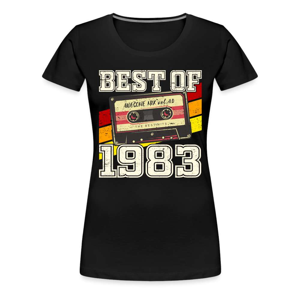 40. Geburtstag Retro Kassette Best of 1983 Geschenk Frauen Premium T-Shirt - Schwarz