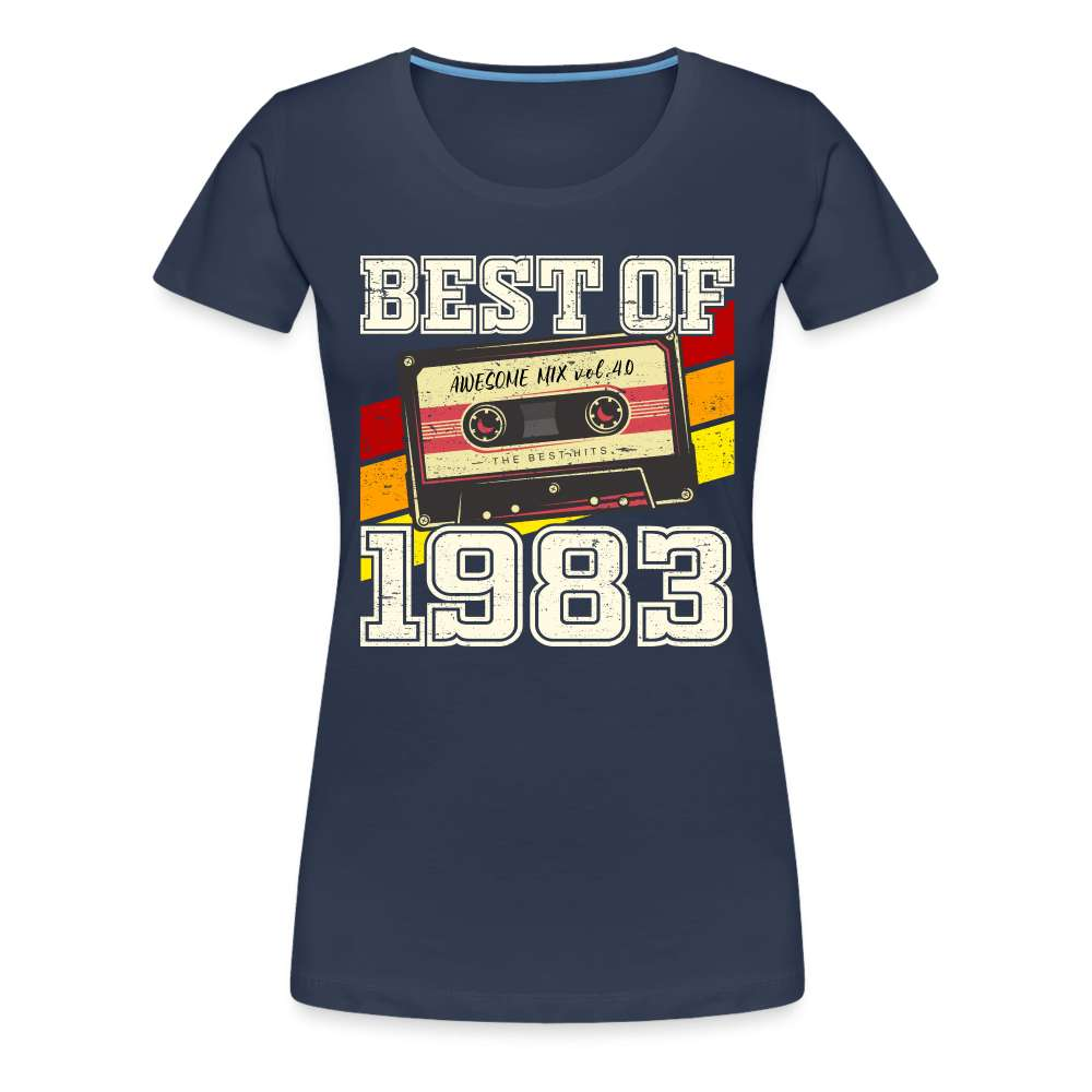 40. Geburtstag Retro Kassette Best of 1983 Geschenk Frauen Premium T-Shirt - Navy