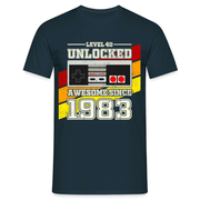 40. Geburtstag Gamer Level 40 Unlocked 1983 Geschenk T-Shirt - Navy