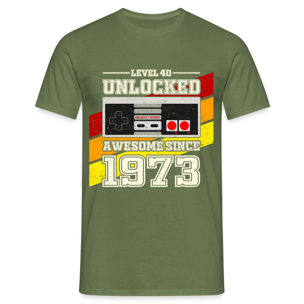 50. Geburtstag Gamer Level 40 Unlocked 1973 Geschenk T-Shirt - Militärgrün