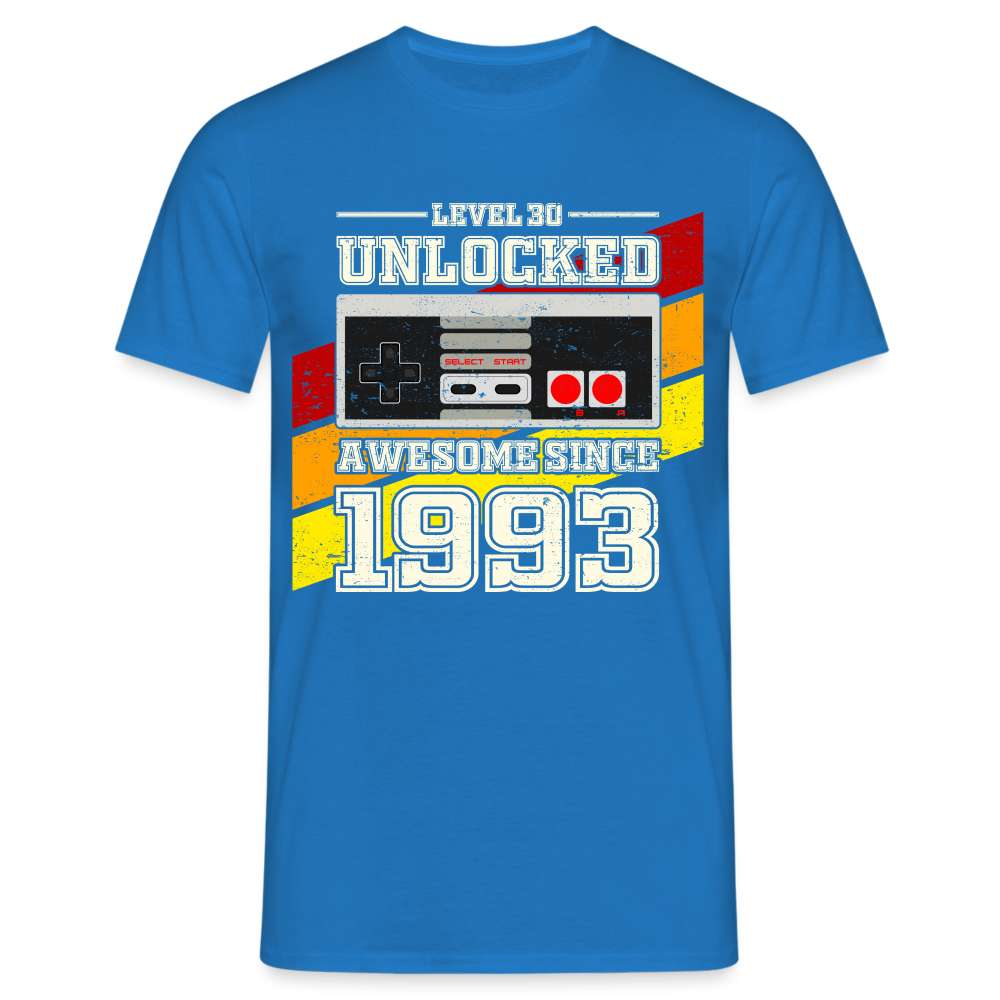 30. Geburtstag Gamer Level 40 Unlocked 1993 Geschenk T-Shirt - Royalblau