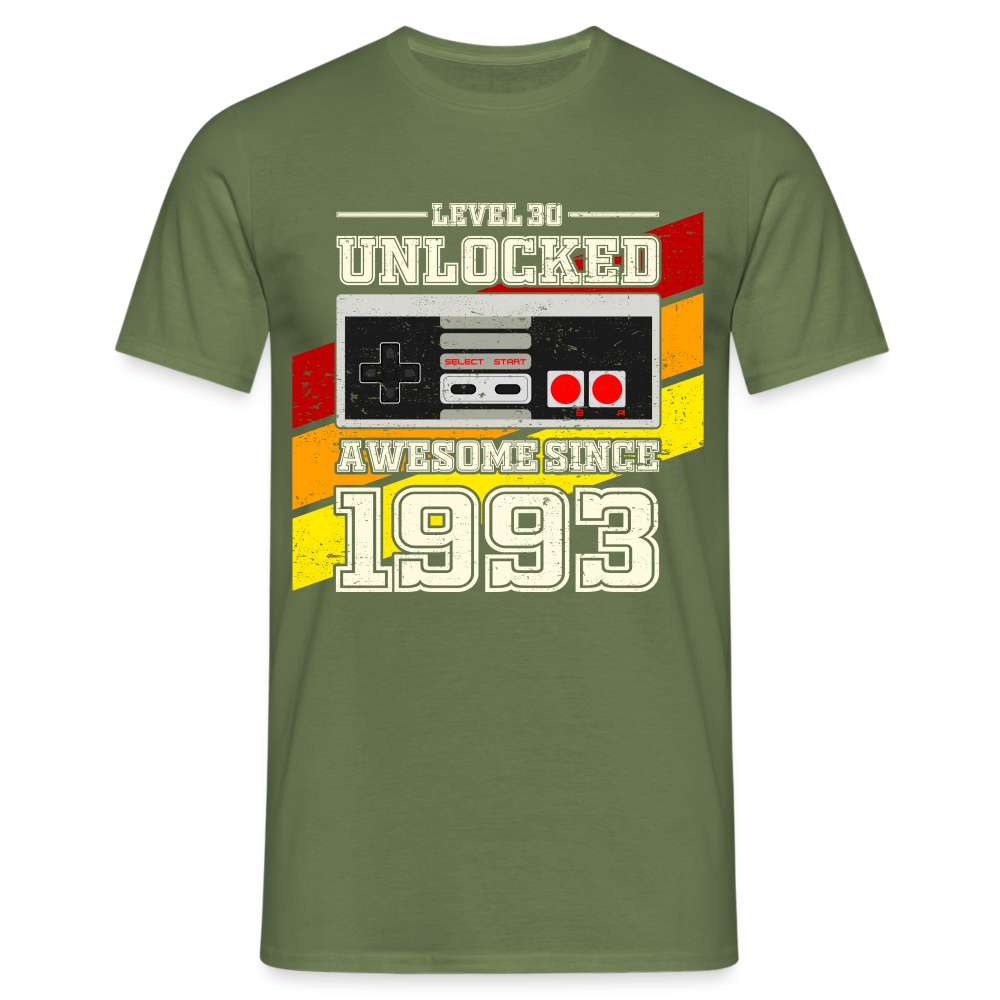 30. Geburtstag Gamer Level 40 Unlocked 1993 Geschenk T-Shirt - Militärgrün