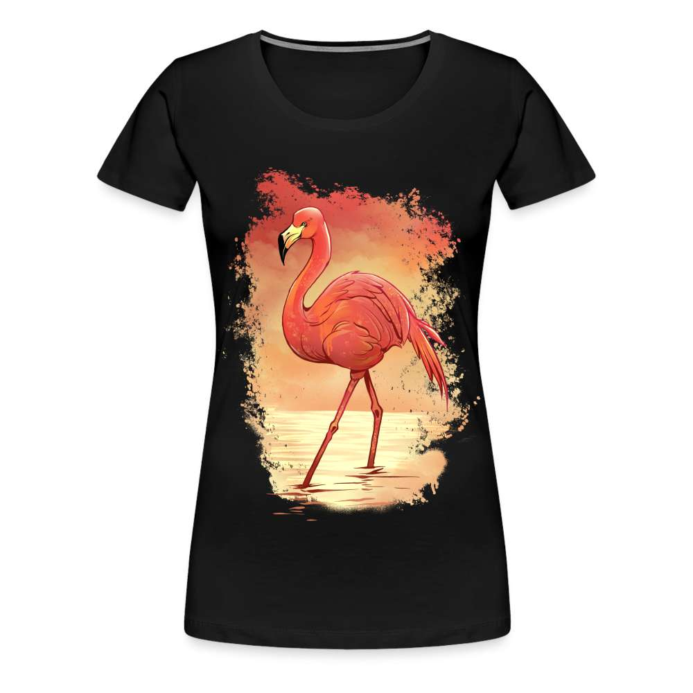 Stolzer Flamingo Tropisches Frauen Premium T-Shirt - Schwarz