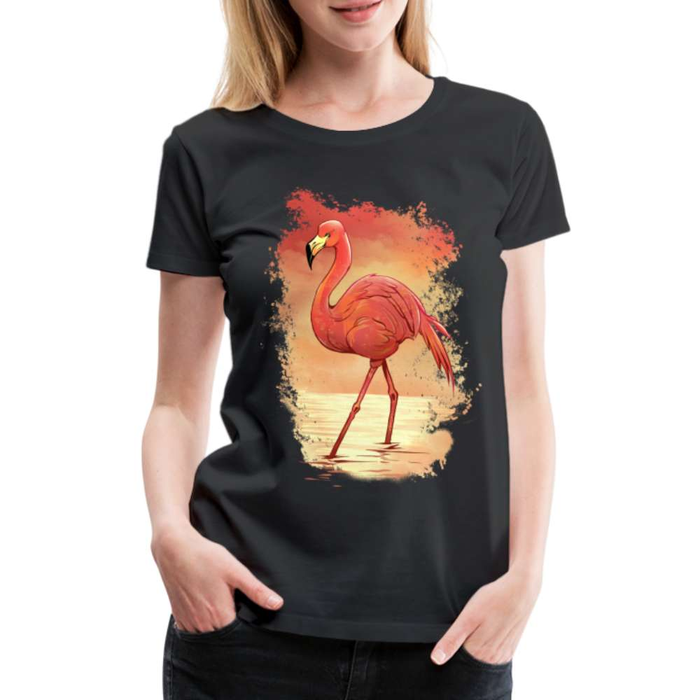 Stolzer Flamingo Tropisches Frauen Premium T-Shirt - Schwarz