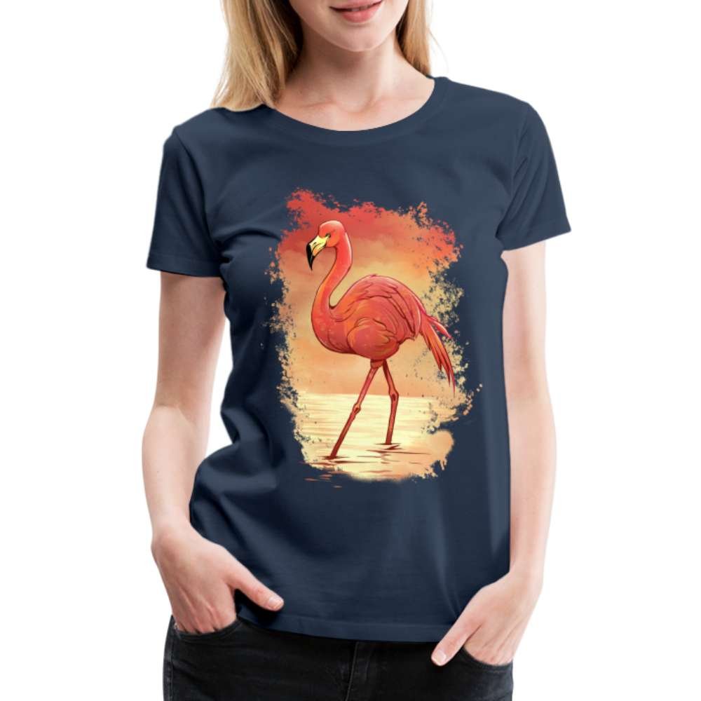 Stolzer Flamingo Tropisches Frauen Premium T-Shirt - Navy