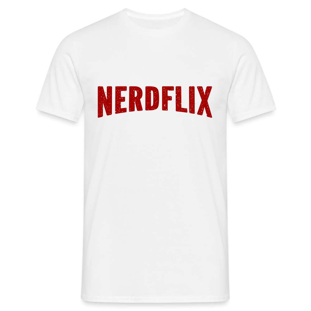 Nerdflix Lustiges Nerd Computer Freak Geschenk T-Shirt - weiß