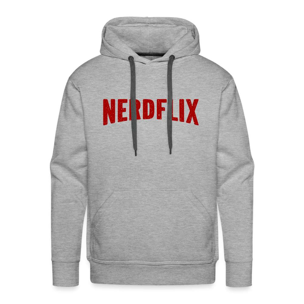 Nerdflix Lustiges Nerd Computer Freak Geschenk Premium Hoodie - Grau meliert