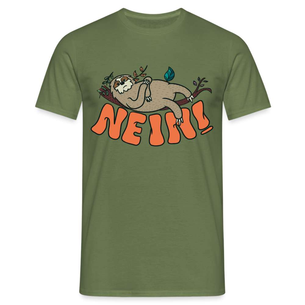 Lustiges Faultier - Nein Keine Lust - Witziges T-Shirt - Militärgrün