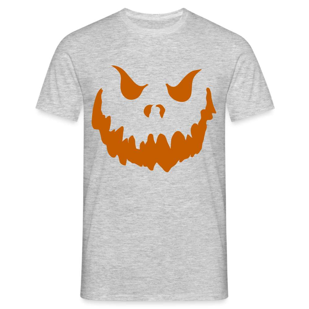 Halloween Kostüm Kürbis Gesicht Lustiges T-Shirt - Grau meliert