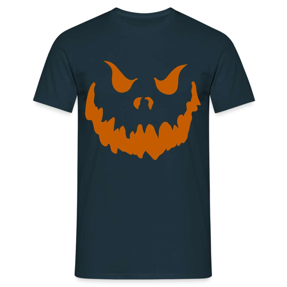 Halloween Kostüm Kürbis Gesicht Lustiges T-Shirt - Navy