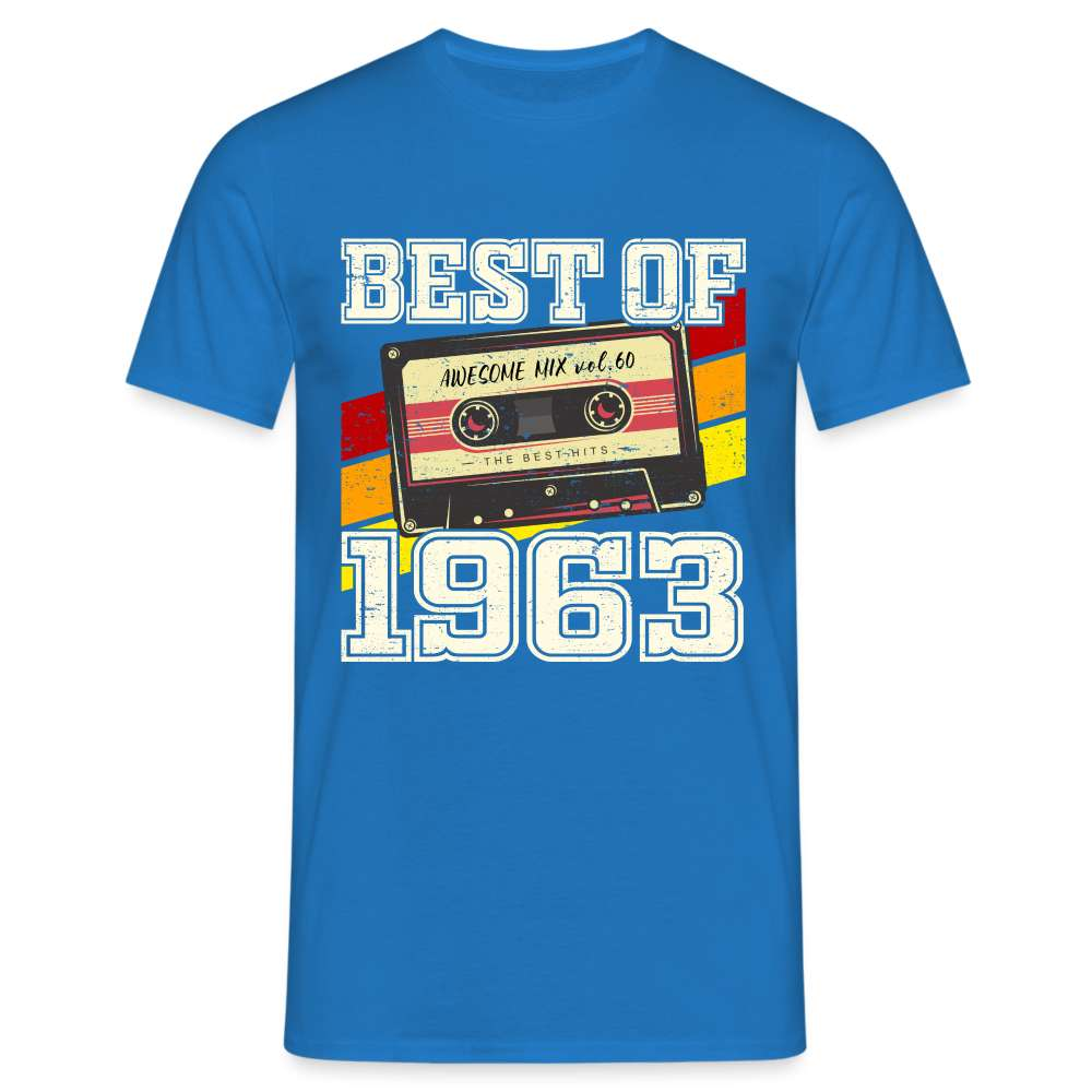 60. Geburtstag Retro Kassette Best of 1963 Geschenk T-Shirt - Royalblau