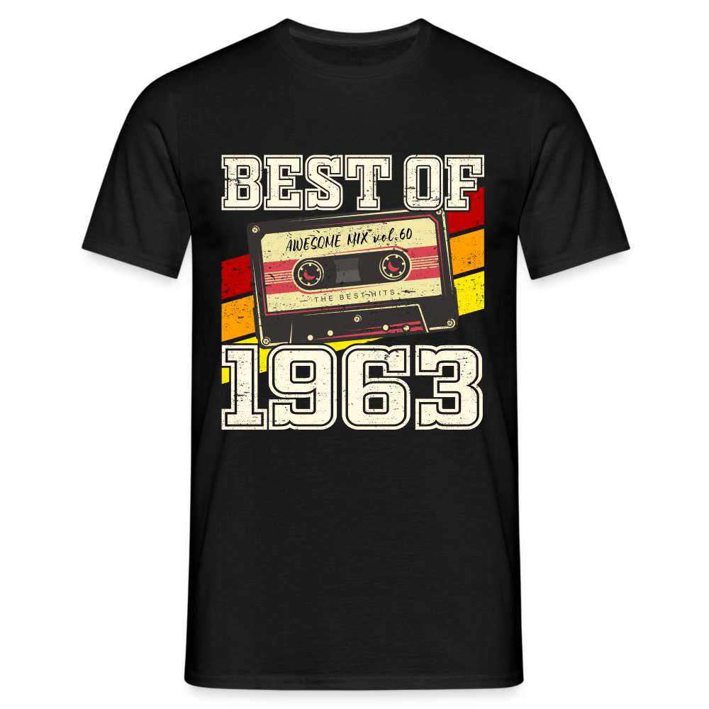 60. Geburtstag Retro Kassette Best of 1963 Geschenk T-Shirt - Schwarz