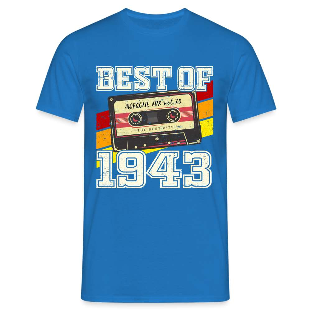 80. Geburtstag Retro Kassette Best of 1943 Geschenk T-Shirt - Royalblau