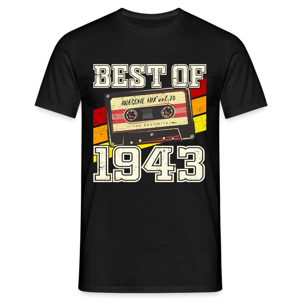 80. Geburtstag Retro Kassette Best of 1943 Geschenk T-Shirt - Schwarz