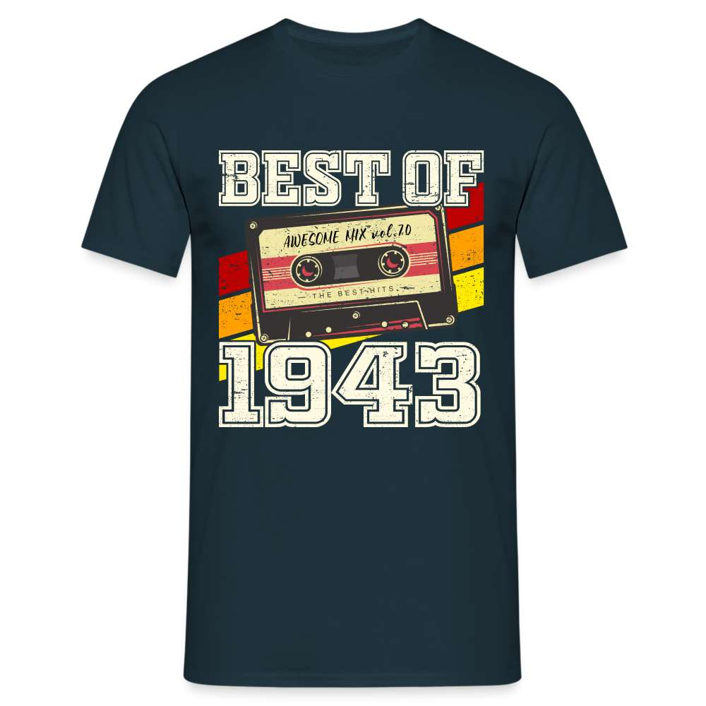 80. Geburtstag Retro Kassette Best of 1943 Geschenk T-Shirt - Navy