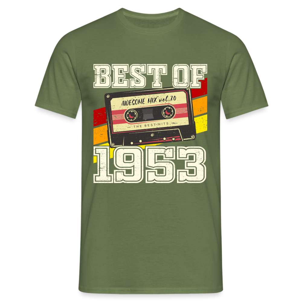 70. Geburtstag Retro Kassette Best of 1953 Geschenk T-Shirt - Militärgrün