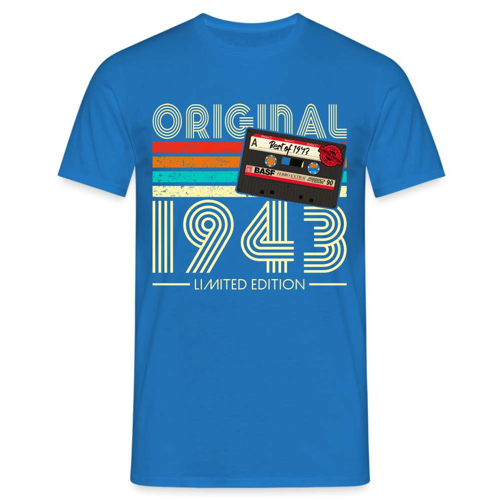 80. Geburtstag Jahrgang 1943 Retro Kassette 80s Limited Edition Geschenk T-Shirt - Royalblau