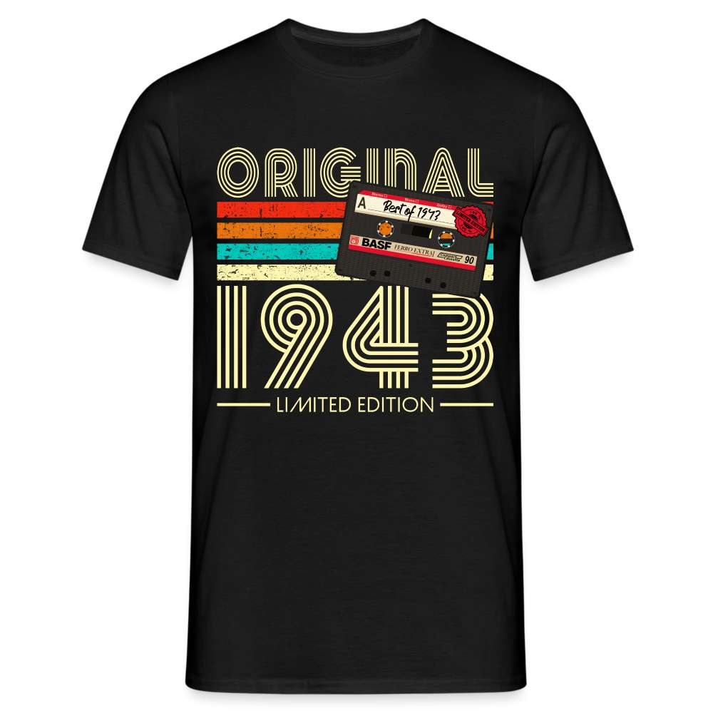 80. Geburtstag Jahrgang 1943 Retro Kassette 80s Limited Edition Geschenk T-Shirt - Schwarz