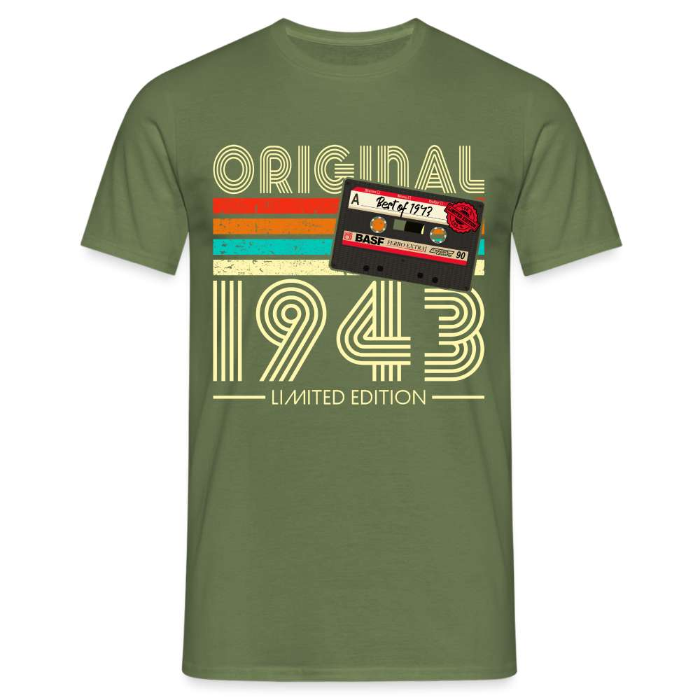 80. Geburtstag Jahrgang 1943 Retro Kassette 80s Limited Edition Geschenk T-Shirt - Militärgrün