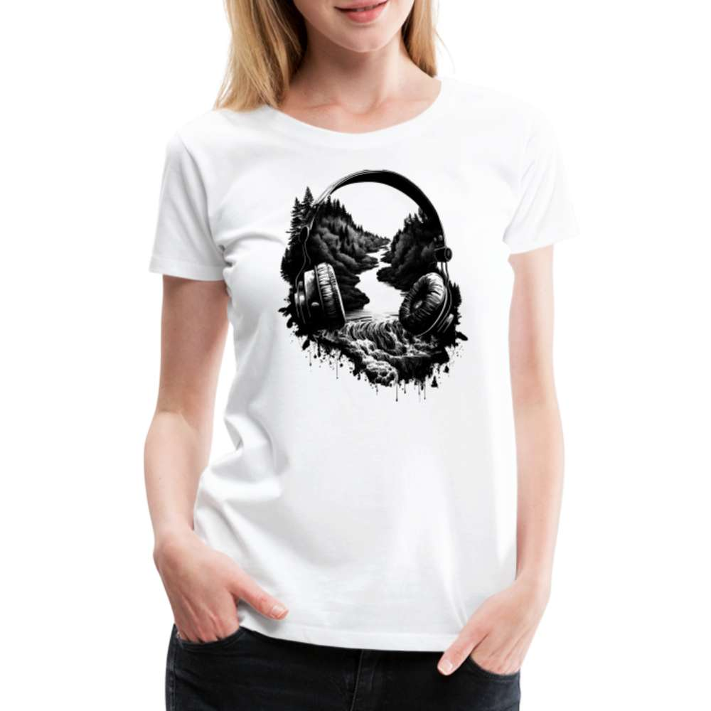 Kopfhörer Landschaft Wildnis Frauen Premium T-Shirt - weiß
