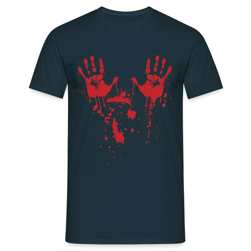 Halloween Blutige Handy Lustiges Halloween T-Shirt - Navy