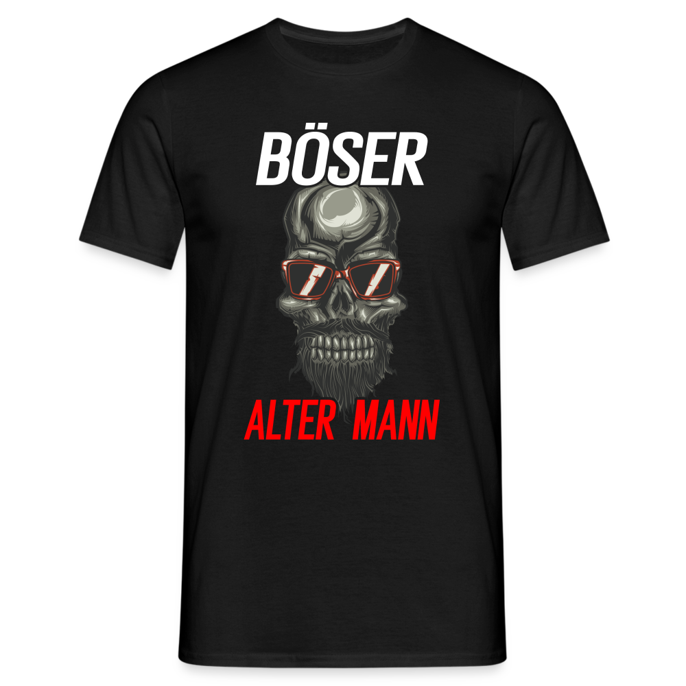 Totenkopf Sonnenbrille Böser Alter Mann Lustiges T-Shirt - Schwarz